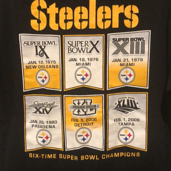 Pittsburgh Steelers NFL Team Apparel Six Time Super Bowl Champions Shirt - Picture 7 of 7
